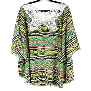 Unique Spectrum Lace Butterfly Back Blouse Plus